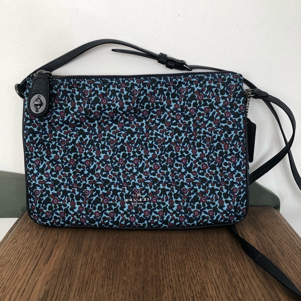 COACH | Floral Nylon Dual Zip Crossbody Bag
